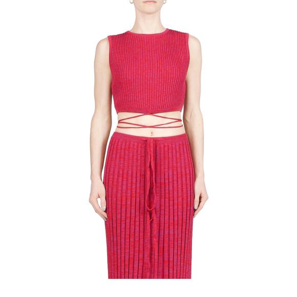 NEW CHRISTOPHER ESBER sleeveless knit tie crop in raspberry - Picture 1 of 3